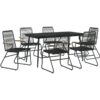 Vidaxl - 7 Piece Garden Dining Set Black pvc Rattan Black