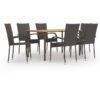 Vidaxl - 7 Piece Garden Dining Set Poly Rattan Brown Brown