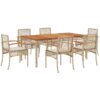 Vidaxl - 7 Piece Garden Dining Set with Cushions Beige Poly Rattan Beige