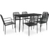 Vidaxl - 7 Piece Outdoor Dining Set Cotton Rope and Steel Black Black