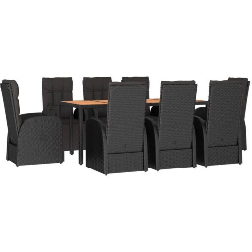 Vidaxl - 9 Piece Garden Dining Set Black Poly Rattan&Solid Wood Acacia Black