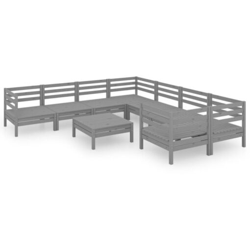 Vidaxl - 9 Piece Garden Lounge Set Grey Solid Wood Pine Grey