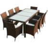 Vidaxl - 9 Piece Outdoor Dining Set with Cushions Poly Rattan Brown Brown