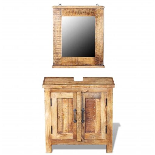 Vidaxl - Bathroom Vanity Cabinet with Mirror Solid Mango Wood Brown