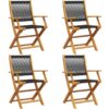 Vidaxl - Folding Garden Chairs 4 pcs Black Solid Wood Acacia Black