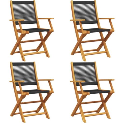 Vidaxl - Folding Garden Chairs 4 pcs Black Solid Wood Acacia Black