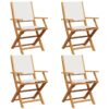 Vidaxl - Folding Garden Chairs 4 pcs Cream White Fabric and Solid Wood White