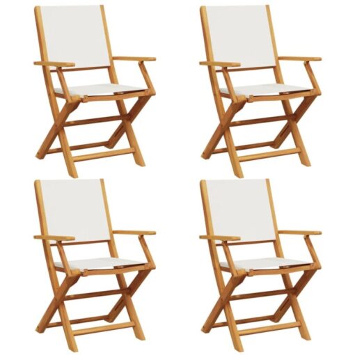 Vidaxl - Folding Garden Chairs 4 pcs Cream White Fabric and Solid Wood White