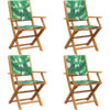 Vidaxl - Folding Garden Chairs 4 pcs Green Fabric and Solid Wood Green