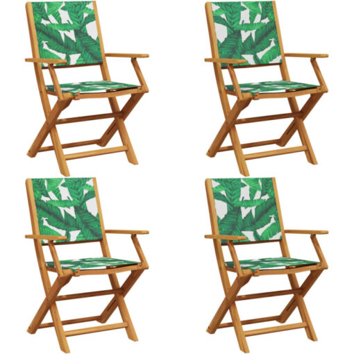 Vidaxl - Folding Garden Chairs 4 pcs Green Fabric and Solid Wood Green