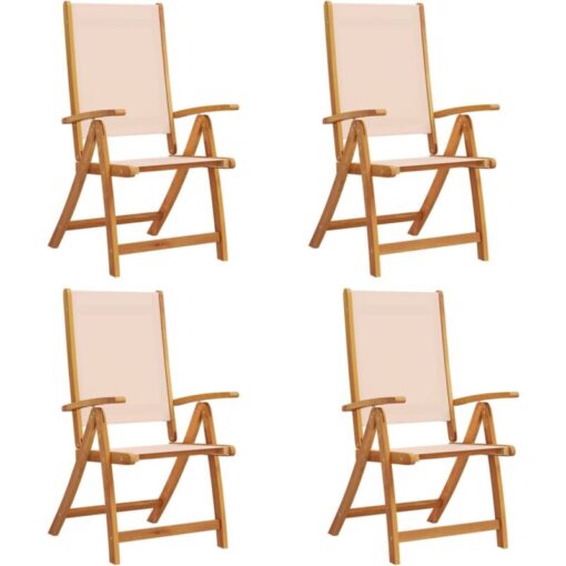 Vidaxl - Folding Garden Chairs 4 pcs Solid Wood Acacia and Textilene Brown