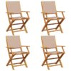 Vidaxl - Folding Garden Chairs 4 pcs Taupe Fabric and Solid Wood Taupe