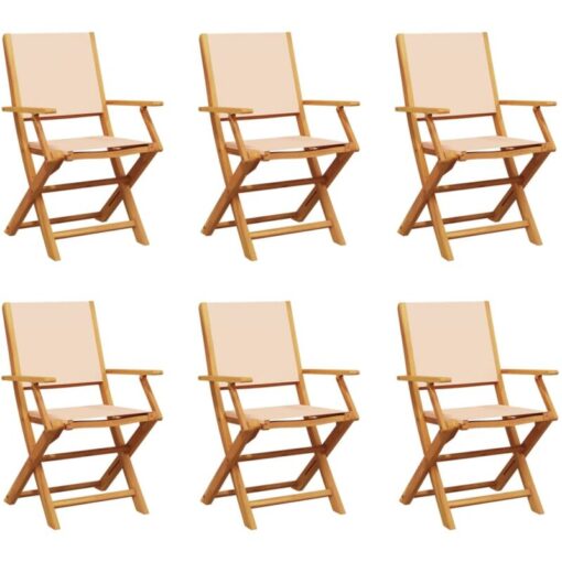 Vidaxl - Folding Garden Chairs 6 pcs Beige Fabric and Solid Wood Beige