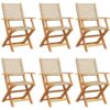 Vidaxl - Folding Garden Chairs 6 pcs Beige Poly Rattan and Solid Wood Beige