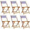 Vidaxl - Folding Garden Chairs 6 pcs Blue and White Fabric and Solid Wood Blue