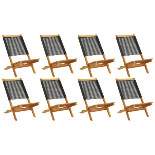 Vidaxl - Folding Garden Chairs 8 pcs Black Solid Wood Acacia Black