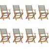 Vidaxl - Folding Garden Chairs 8 pcs Grey Poly Rattan and Solid Wood Grey