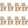 Vidaxl - Folding Garden Chairs 8 pcs Taupe Fabric and Solid Wood Taupe