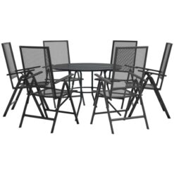 Vidaxl - Reclining Garden Chair Set 7 pcs Anthracite Powder-coated Steel Anthracite