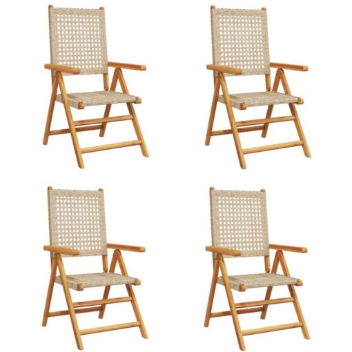 Vidaxl - Reclining Garden Chairs 4 pcs Beige Poly Rattan and Solid Wood Beige