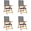 Vidaxl - Reclining Garden Chairs 4 pcs Black Poly Rattan and Solid Wood Black