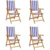 Vidaxl - Reclining Garden Chairs 4 pcs Blue and White Fabric and Solid Wood Blue