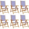 Vidaxl - Reclining Garden Chairs 6 pcs Blue and White Fabric and Solid Wood Blue