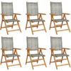 Vidaxl - Reclining Garden Chairs 6 pcs Grey Poly Rattan and Solid Wood Grey