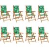 Vidaxl - Reclining Garden Chairs 8 pcs Green Fabric and Solid Wood Green