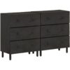 Vidaxl - Side Cabinets 2 pcs Black 60x33x75 cm Solid Wood Mango Black