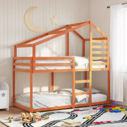 Vidaxl Solid Pine Bunk Bed with Roof