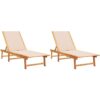 Vidaxl - Sun Loungers 2 pcs Cream Solid Wood Acacia and Textilene Cream