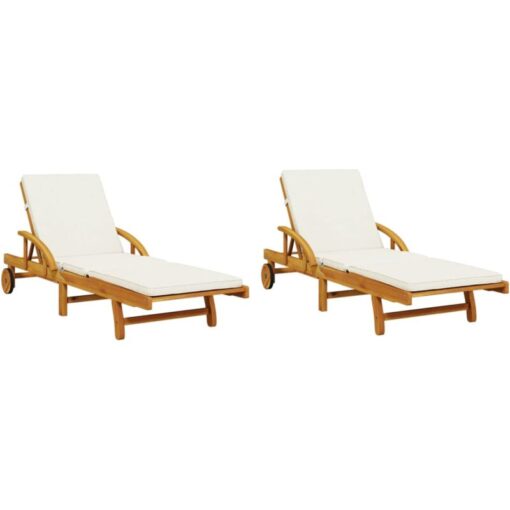 Vidaxl - Sun Loungers 2 pcs with Cushions 200x68x83 cm Solid Wood Acacia Brown