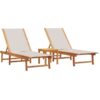 Vidaxl - Sun Loungers 2 pcs with Table Grey Solid Wood Acacia and Textilene Grey