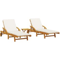 Vidaxl - Sun Loungers 2 pcs with Table Solid Wood Acacia Brown