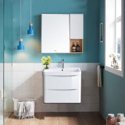 Wall Hung 2 Drawer Vanity Unit Basin Bathroom Furniture 600mm Gloss White