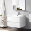 Wall Hung 2 Drawer Vanity Unit Basin Bathroom Storage Furniture 800mm Gloss White