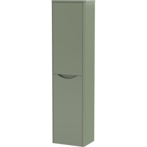 Wall Hung 2 Soft Close Door Tall Unit, 400mm - Satin Green