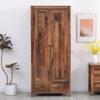 Wardrobe with 2 Doors and 2 Drawers Storage Cloths Unit Cabinet for Bedroom Furniture,79x50x180cm(WxDxH) - dark wood - Furniture Hmd