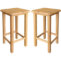 Waverly Oak Breakfast Bar Stools, Pair of Kitchen Stool with Footrest, Light Oak Wooden Stool, Bar Stool for Breakfast Bar, Living Room & Hallway,