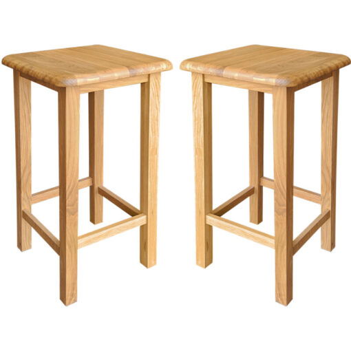 Waverly Oak Breakfast Bar Stools, Pair of Kitchen Stool with Footrest, Light Oak Wooden Stool, Bar Stool for Breakfast Bar, Living Room & Hallway,