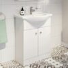 White Vanity Unit with Basin Sink Bathroom Furniture 650mm Freestanding Matte