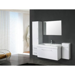 White bathroom cabinet 100 cm sink and columns included - White London