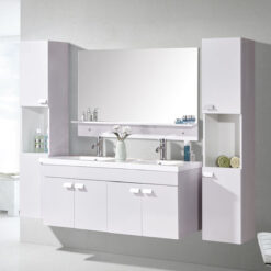 White bathroom cabinet 120 cm with Columns and Washbasins included - White Elegance