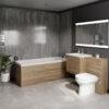 Wholesale Domestic - Quinn 1800mm Straight Single Ended Bathroom Suite including Bordalino Oak Furniture Set with Polished Chrome Handles - Bordalino