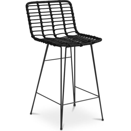 Wicker Bar Stool with Backrest - Boho Bali Design - 75cm - Catori