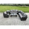 Wicker pe Rattan Sofa Set 7 Seater Outdoor Patio Garden Furniture Set with 2 Side Tables Reclining Chairs Coffee Table Dark Grey Mixed - Fimous