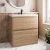 Wood Effect Bathroom Furniture Vanity Unit with Basin Sink Cabinet Storage 800mm