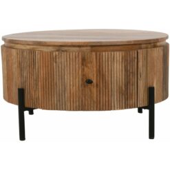 York Natural Solid Wood Coffee Table With Metal Legs