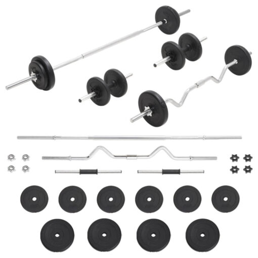 (straight bar + super curl bar + dumbbell bar) vidaXL Barbell and Dumbbell Set Fitness Free Weight Set 30/60 kg Multi Models